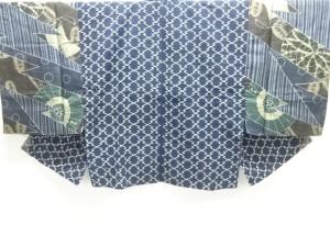 アンティーク　木綿中型染　松皮菱模様半襦袢